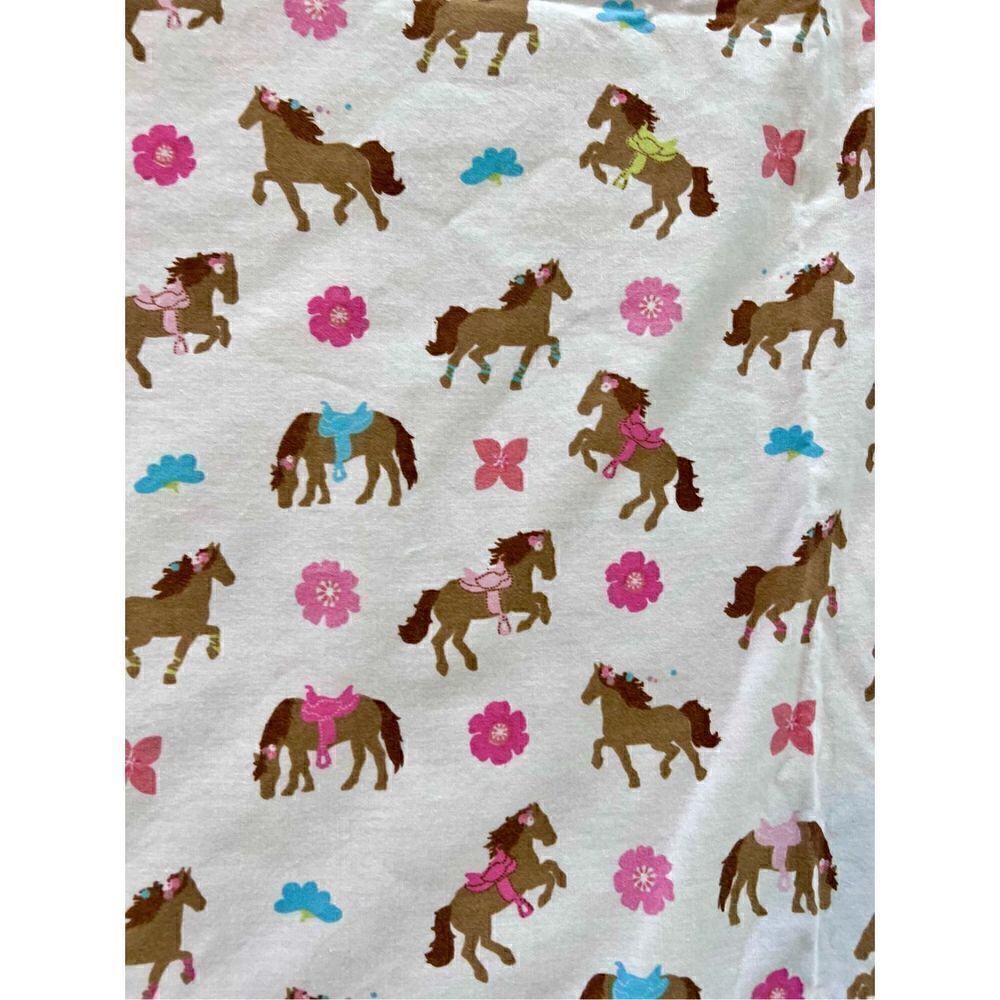 CIRCO FLAT SHEET FULL HORSE PRINT WHITE BROWN PINK BLUE GREEN WESTERN FLORAL SHE